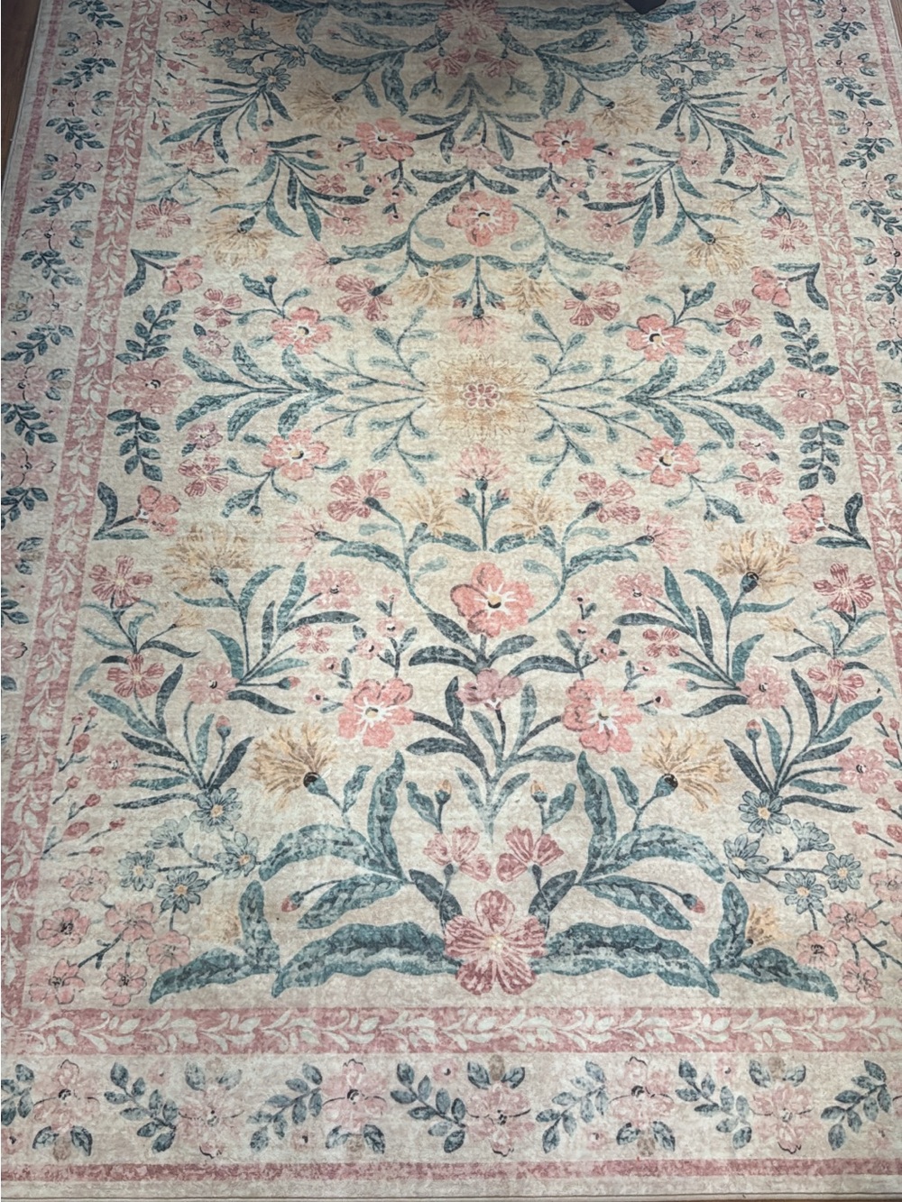 5x7 WASHABLE Floral Pastel Area Rug - Soft Pink & Blue